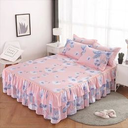 3Pcs Bed Sheet Lace Skirt Elastic Fitted Double Bedspread With Pillowcases Mattress Cover Bedding Set King Size Bedsheet 240415
