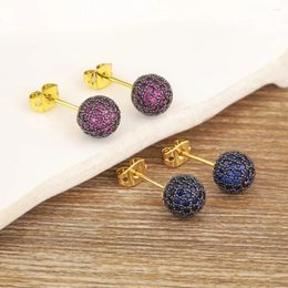 Stud Earrings Nidin Classic 8MM Ball Beads Micro Pave CZ Safe To Skin 5 Colours Zircon Jewellery Party Gift Accessories Wholesale