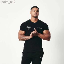 Men's T-Shirts Mens Summer New Sports Leisure Cotton Round Neck Slim Fit Short Sleeve Gym Running Training Fitness Elastic T-shirt Top yq240415