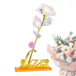 Decorative Flowers 24K Foil Rose Gold Crystal Artificial Flower For Wedding Anniversary Mother's Day Valentine's Decoration With Light