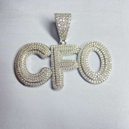 HQ GEMS Solid S Sier Iced Out Diamond Letter Hip Hop Necklaces Moissanite CFO Pendant For Part