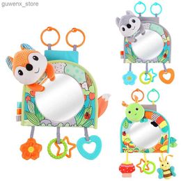 Mobiles# Baby Mirror Car Seat Toys Rear Teether and Crinkle Pape Fun Travel Infant Tummy Time Toys Babies Carseat Toy for Newborns Gifts Y240415Y240417WAC9