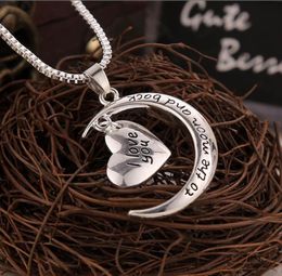 I love you to the Moon and Back Pendant Necklace High Quality Heart Jewellery Mother Day Gift Whole Fashion Jewelry5762909