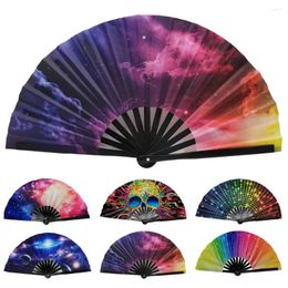 Decorative Figurines Rainbow Print Home Decoration Festival Multicoloured Fold Dot Large Folding Hand Fan Dance