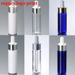 Storage Bottles Capacity 30ml 50pcs/lot High Quality PET Essential Oil Dropper Bottle Plastic With Silver And Gold Cap