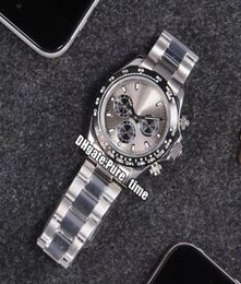 New 1165090072 A2813 Automatic Mens Watch Gray Dial Black Subdail Ceramic Bezel Sapphire Two Tone PVD Black Steel Band Watches Pu1870903