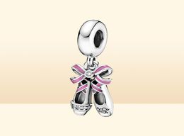 100% Sterling Silver Pink Ballerina Shoes Dangle Charms Fit Original European Charm Bracelet Fashion Women Wedding Jewellery Accessories2170580