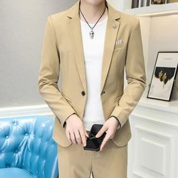 Men's Suits 2024 Spring (suit Trousers) Korean Version Slimming Trend Hair Stylist Social Guy West Fashion Two-piece Set