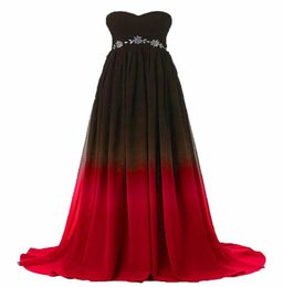 2018 Sexy Sweetheart ALine Gradient Red Blue Chiffon Prom Dresses With Beading Chiffon FloorLength Plus Size Evening Formal Part8229702