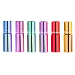 Storage Bottles 100pcs 5ml UV Colorful Glass Perfume Roll On Bottle Small Portable Essential Oil Vial Stainless Steel Ball Refillable