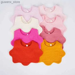 Bibs Burp Cloths Cotton Soft Baby Print Bibs Solid Colour Infant Bib Newborn Burp Cloths Bandana Scarf for Kids Boy Girls Feeding Saliva Towel Y240415Y240417HFTW