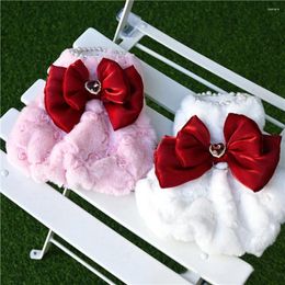 Dog Apparel Pet Clothes Princess Bow Dress Birthday Party Autumn And Winter Fashion Floral Skirt Lovely Costume For