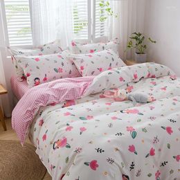 Bedding Sets BBSET 4PCS Aloe Cotton Duvet Cover Set Fashion Family Luxury Flat Sheet Linings Pillowcase