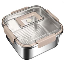 Dinnerware Stainless Steel Lunch Box With Sealed Lid Buckle Leakproof Construction Container Bento