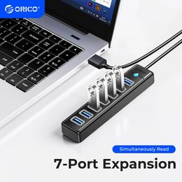 USB 3.0 HUB 7ports Splitter High-Speed Transmission Type C HUB laptop Expansion Computer Accessories 240314