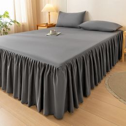 1pc Grey Bed Skirt Skinfriendly Cover Simple Style Mattress Protector roupa de cama Soft Bedspread for Home No Pillowcase 240415