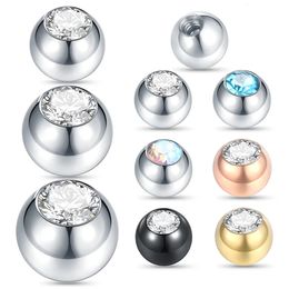 10pcslot Steel CZ Gem Replacement Spare Balls Labret Tongue Ring Ear Belly Eyebrow Piercing Attachment 16G 14G DIY Body Jewellery 240409