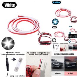 New New Upgrade 150/180Cm Car Hood Lights Strip LED Daytime Running Light DRL Decorative Lights Tuning Flowing Water Headlight Strip White Blue