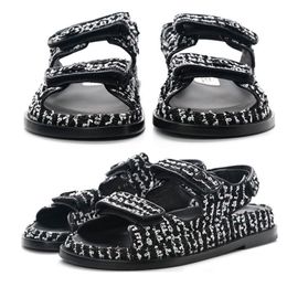 Designer Adjustable Strap Velcro sandals with box Luxury Summer outdoor Casual Kitten Heels classic Lightweight Peep Toe women shoes