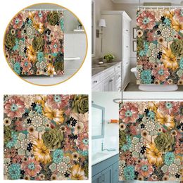 Shower Curtains Bathroom Curtain Hanging Polyester Digital Printed Bohemian Flower Mystery With Hook