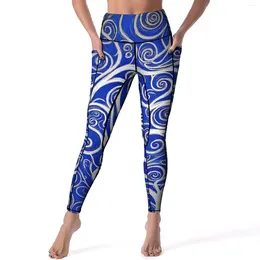 Active Pants Trees With Swirls Yoga Abstract Painting Running Leggings High Waist Quick-Dry Sport Sweet Design Legging Gift