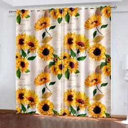2 Pieces Sunflowers spaper Window Curtains Home Decor Balcony Room Kitchen Living Room Window Blind Screening Curtain Drapes 240325