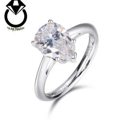 Luxury Engagement Ring Silver 925 8mm 2ct Pear Cut VVS Moissanite Diamond Wedding Ring For Women