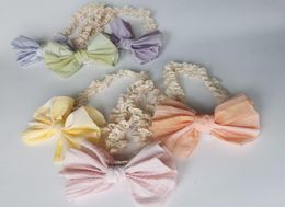 Baby Headband Chiffon Bows Soft Elastic Girls Lace Hairband Candy Colour Traceless Hair Accessories Toddler Princess Bandage9400378