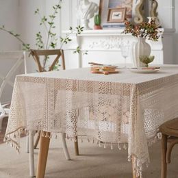 Table Cloth Hollowout Woven Embroidery Tablecloth Geometric Patterns Tassel Cover Banquet