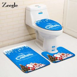 Bath Mats Zeegle Christmas Decora 3pcs Toilet Rug Bathroom Mat Set Anti-skid Floor Absorbent Lid Cover