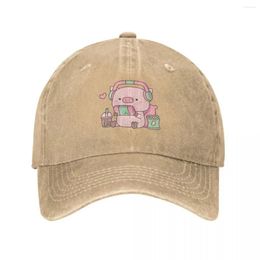 Ball Caps Cute Little Piggy Gamer With Headphones Cowboy Hat Baseball Fluffy Women's Hats 2024 Men's
