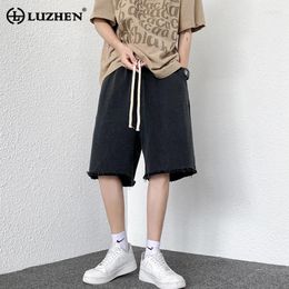 Men's Shorts LUZHEN Burr Design Drawstring Decorate Solid Color Stylish Five-point Pants Summer Men Korean Street Straight LZ2585