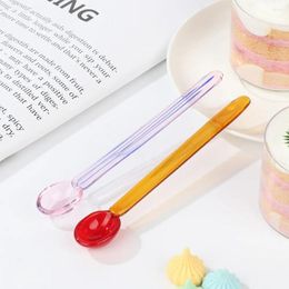 Coffee Scoops 1PCS Coloured Candy Glass Spoon Eco-friendly Reusable Lovely Dessert Cutlery Blender