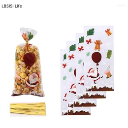 Gift Wrap LBSISI Life-Transparent Candy Bag Santa Claus Snowflake Packaging Snack Popcorn Year Spring Festival 100Pcs