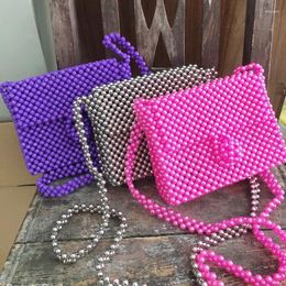Shoulder Bags Retro Versatile Buckle Crossbody For Woman Summer Cute Girl Beaded Pearl Women's Bag Customised Small Design