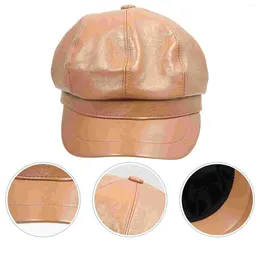 Berets Shiny Octagonal Hat Has Woman Beret Warm Cap Fashion Shave Face Painter Artificial Retro Miss