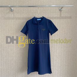 Summer T Shirt Dress Women Casual Dresses Loose Lapel Neck Short Sleeve Skirts Polo Shirts Designer Metal Badge Tees Dress