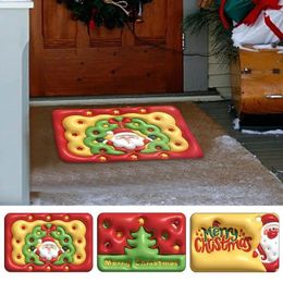 Carpets Christmas Door Mats Anti-Slip Water Absorption 3D Bathroom Shower Rugs Santa Claus Soft Carpet For Room Home Kitchen