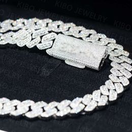 Fashion Jewellery New Customised 18mm 22 Inches 925 Silver Iced Out d Colour Moissanite Diamond Chain for Men