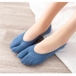 Women Socks 5 Pairs Woman Girl Summer Two Toe Solid Colour Shallow Mouth Cotton Invisible Candy Low Cut Boat Sock