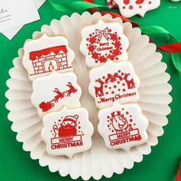 Baking Moulds Christmas Fondant Cookie Spray Stencil Year Embosser Template Holiday Party Frosting Dessert Hollow Decorating Tools