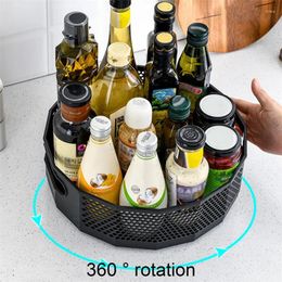 Kitchen Storage 360° Rotating Rack Spice Organiser Seasoning Holder Tray Home Supplies For Bathroom Cabinets