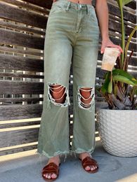 Womens Bell Bottom Jeans Classic High Waisted Flared Jean Pants Ripped Jeans Denim Pants 240412