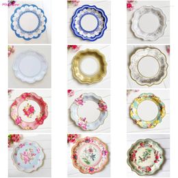 Plates Design Chinese Style Blue And White Porcelain Paper Plate Disposable Retro Party Wedding Lace