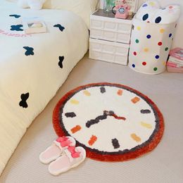 Carpets Tufting Clock Living Room Carpet Soft Fluffy Kids Playmat Bedroom Rug Floor Anti Slip Pad Mat Aesthetic Home Nursery Decor