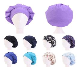 Cotton Hair Care Cap Adjustable Sweatband Bandage Chef Working Caps Women Bouffant Headwear Hat Hair Accessories Whole6412537