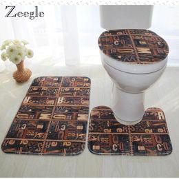 Bath Mats Zeegle Set Bathroom Carpet Non-slip Shower Room Rug Nordic Pattern Mat Absorbent Sponge Carpets