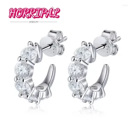 Stud Earrings HORRIPAL 3-4MM DVVS1 Full Round Moissanite S925 Silver 18k Plated Stylish Ear Plugs Gift Pass GRA Wholesale