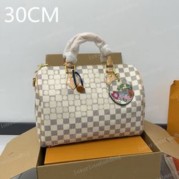 Designers Speedys 20 25 30 High Quality White Chessboard Handbag Fashionable Outdoor Handbag Luxury Zipper Shoulder Bag Crossbody Bag