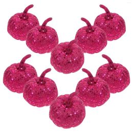 Decorative Flowers 12pcs Pink Simulation Pumpkin Halloween Decoration Tool Lifelike Glitter Pumpkins Table Props Party Supplies